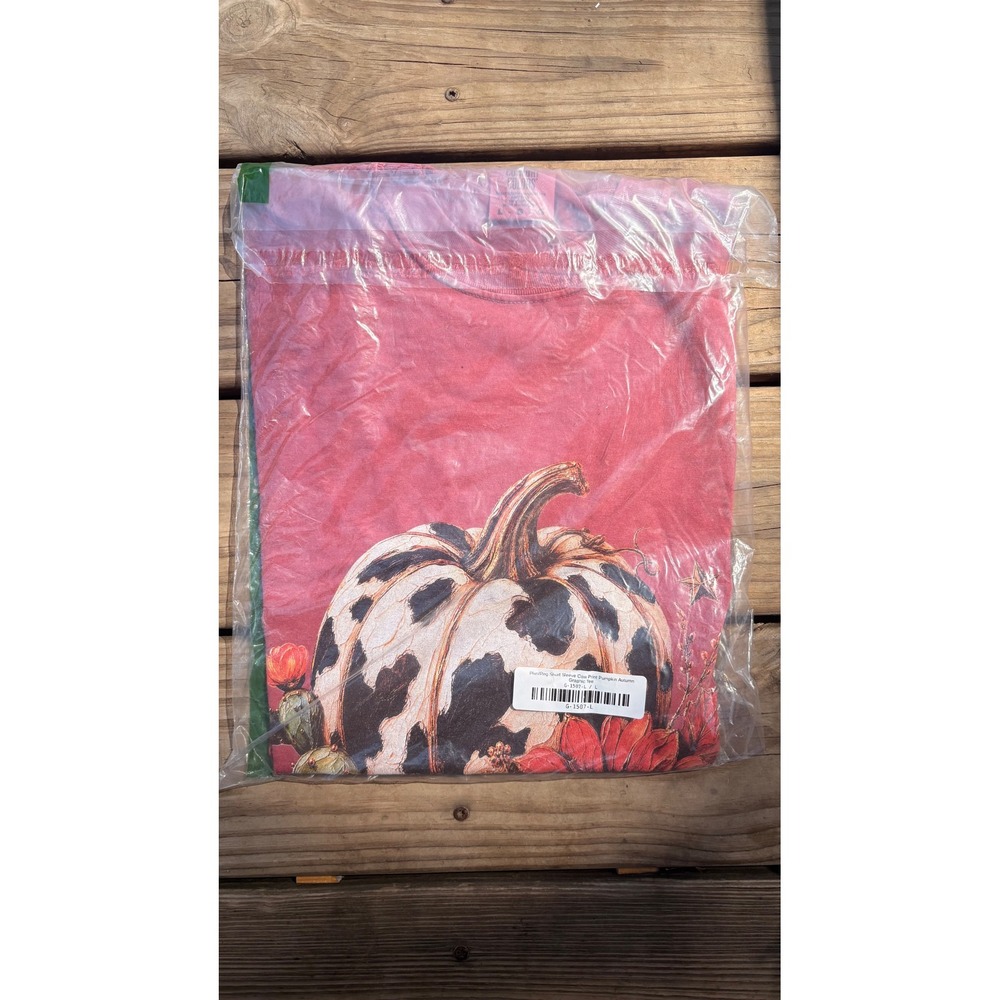 Comfort Colors Cow Print Pumpkin Autumn Graphic Tee Red Large G-1507-L